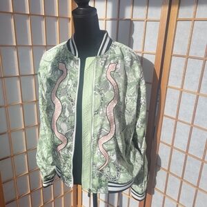 Guess Green and Pink Patterned Bomber Jacket